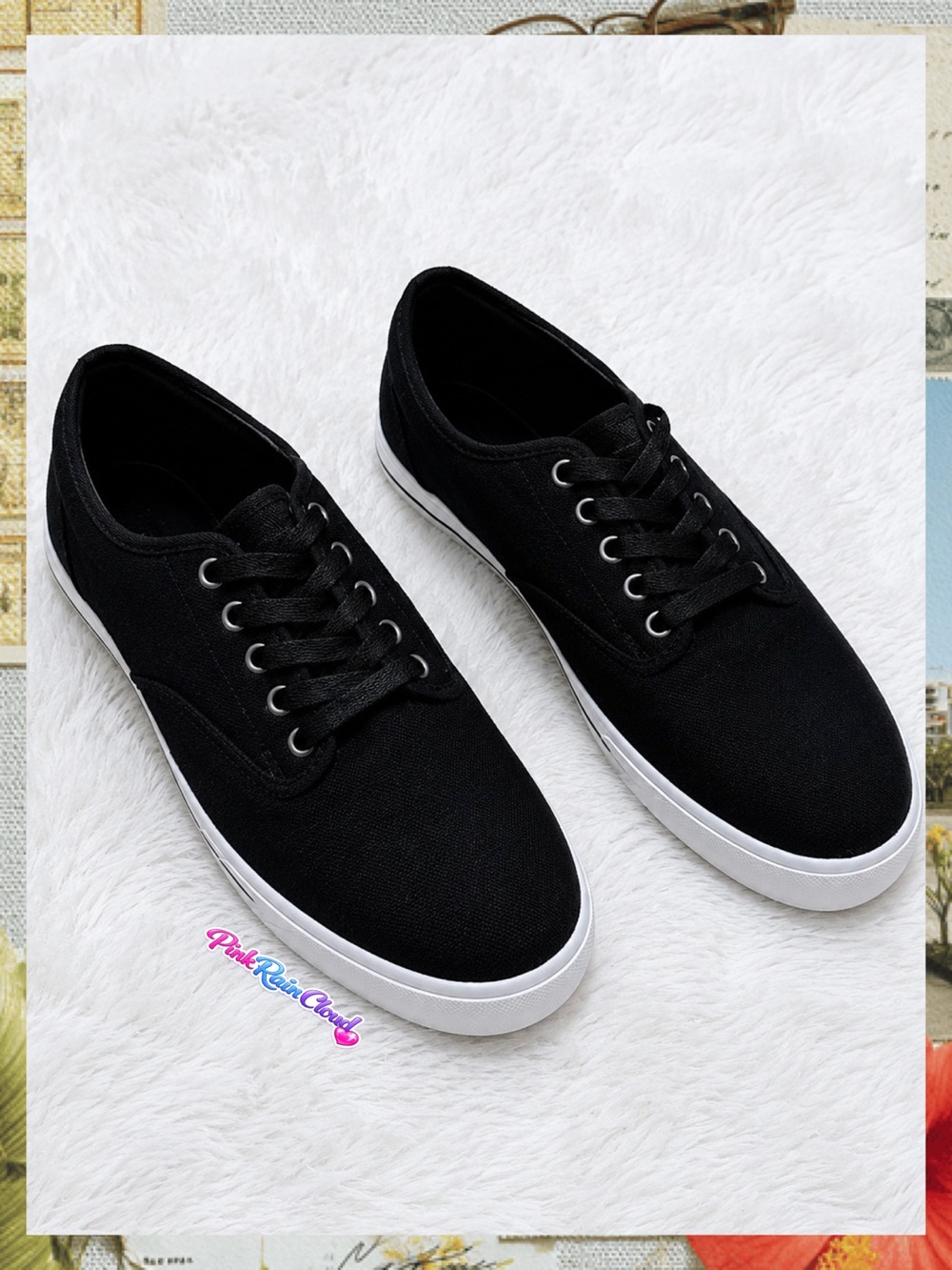 Amplify Men’s Black Canvas Low Top Sneakers Size 10 Casual Lace Up Shoes
